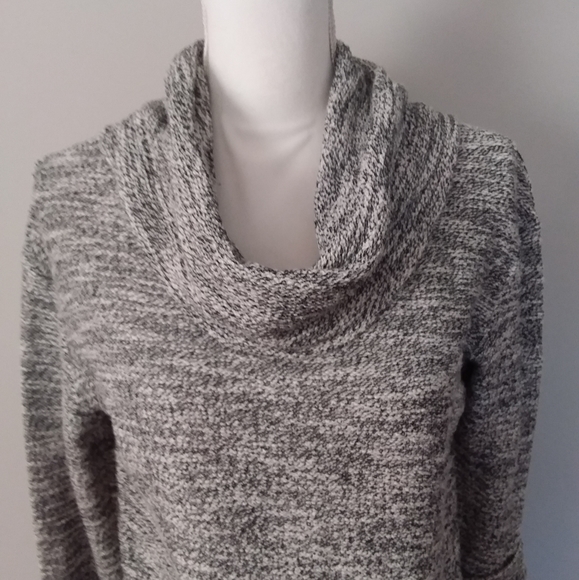 Merona Black and White Bulkie Marbled Sweater w/Large Cowl Collar - Picture 3 of 13